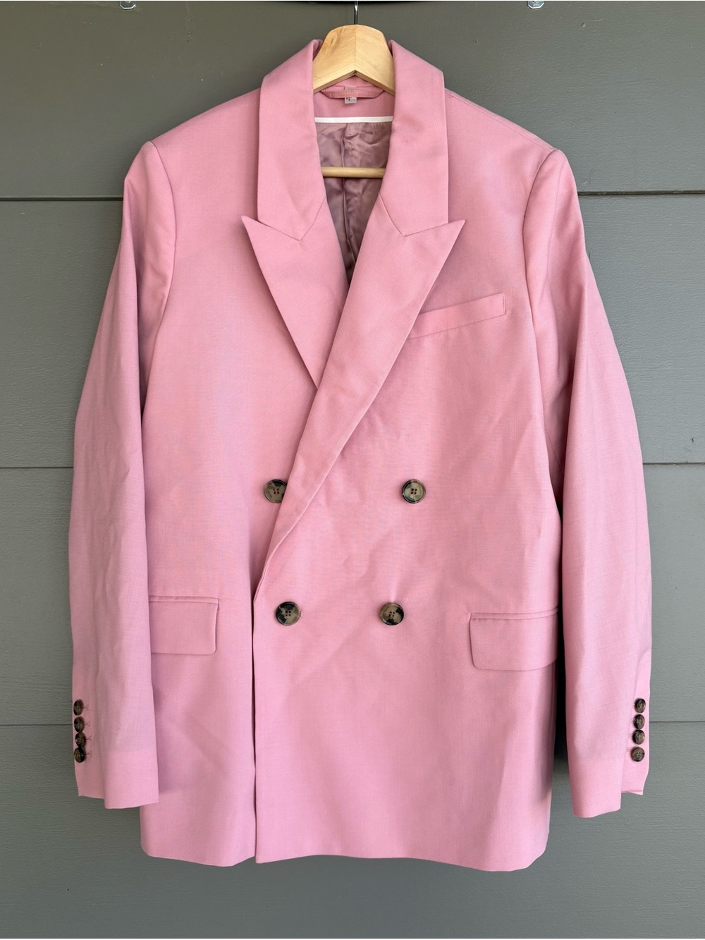 COS Oversized Pink Wool Double Breasted Blazer